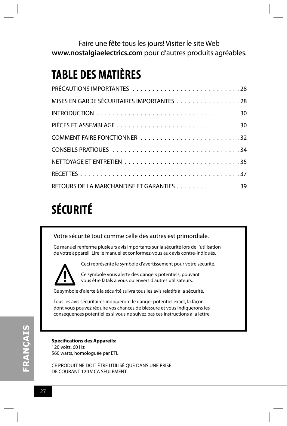 Nostalgia Electrics MDF200 User Manual | Page 29 / 42