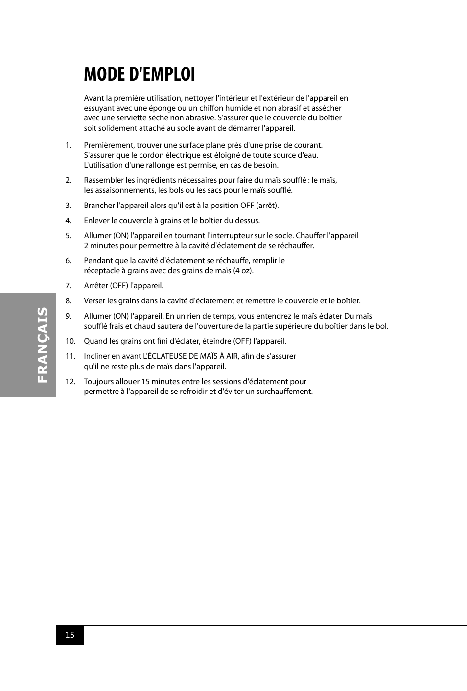 Mode d'emploi | Nostalgia Electrics APH200 SERIES User Manual | Page 17 / 32