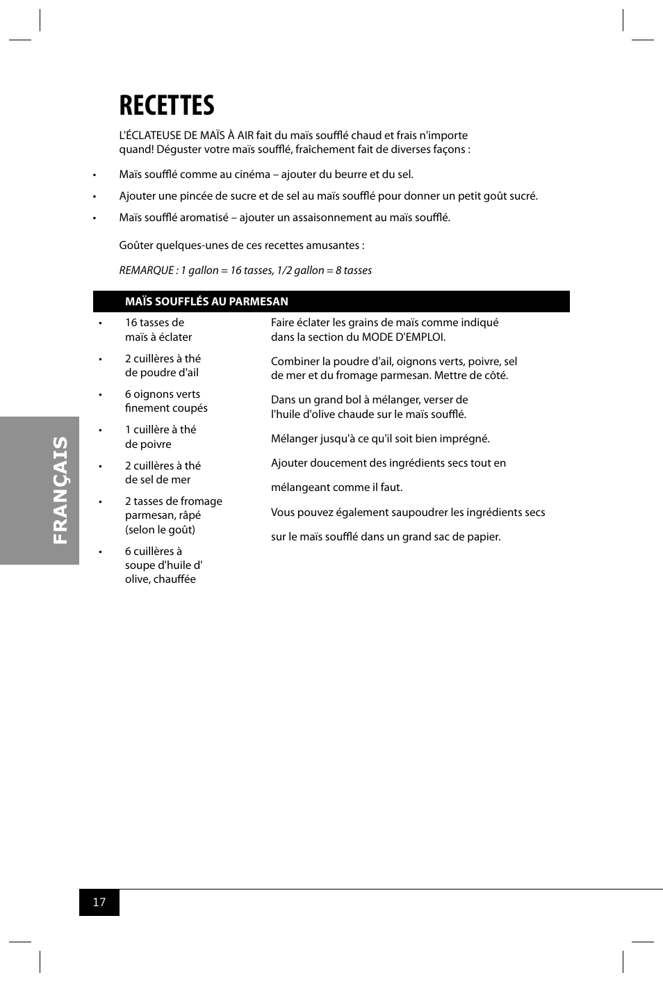 Recettes | Nostalgia Electrics APH200 SERIES User Manual | Page 19 / 32