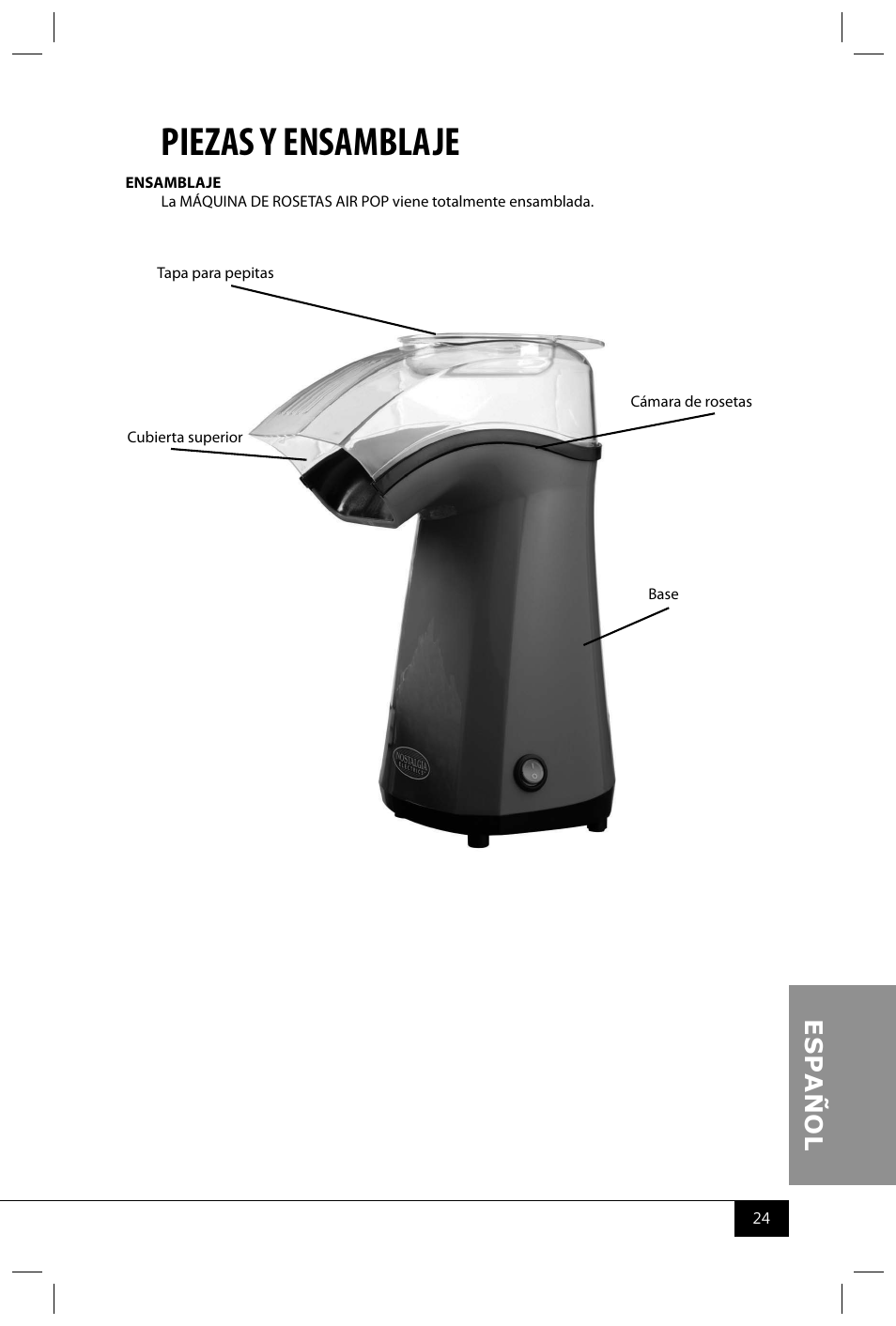 Piezas y ensamblaje | Nostalgia Electrics APH200 SERIES User Manual | Page 26 / 32