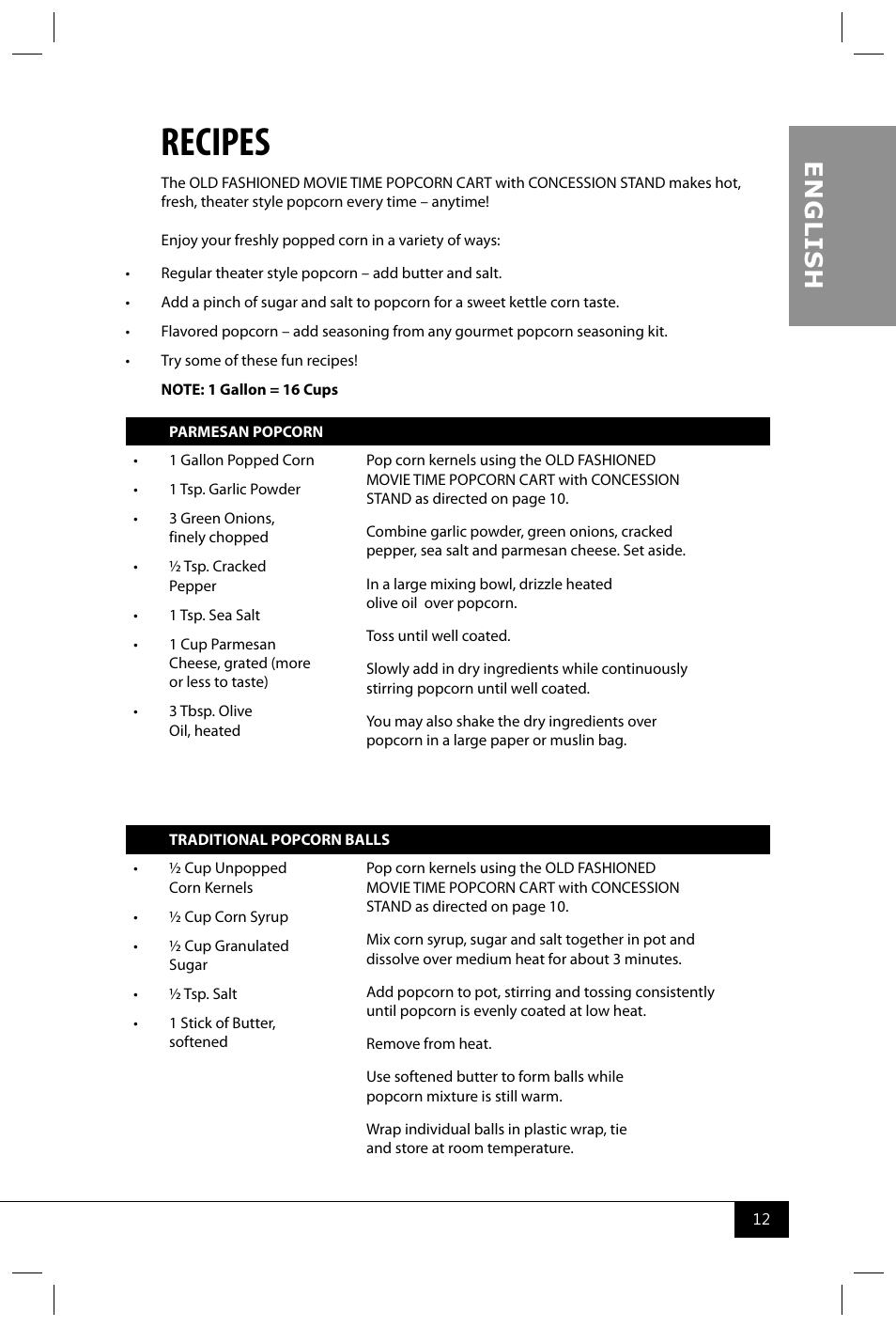 Recipes, En g li s h | Nostalgia Electrics CCP310B User Manual | Page 14 / 17