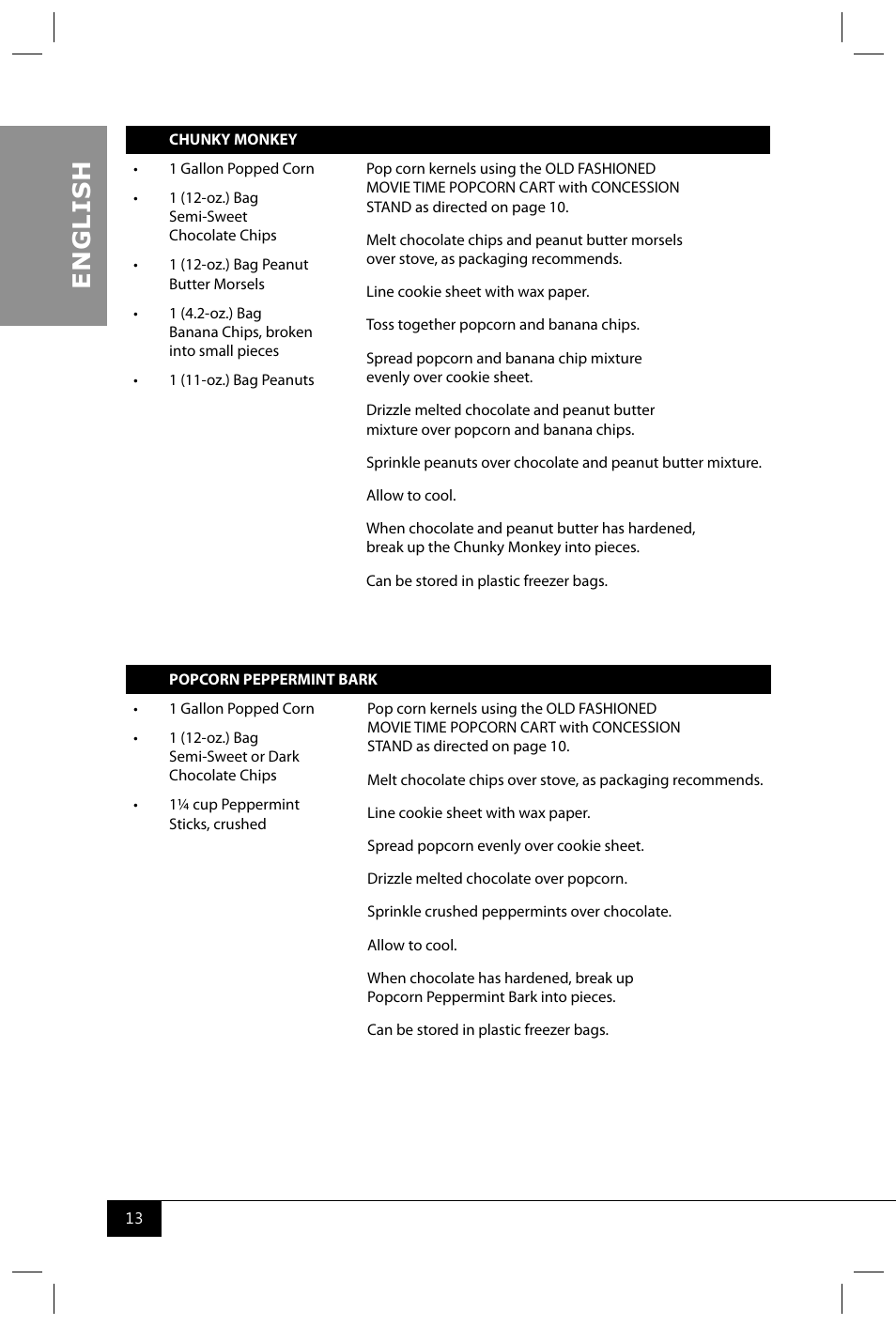 En g li s h | Nostalgia Electrics CCP310B User Manual | Page 15 / 17