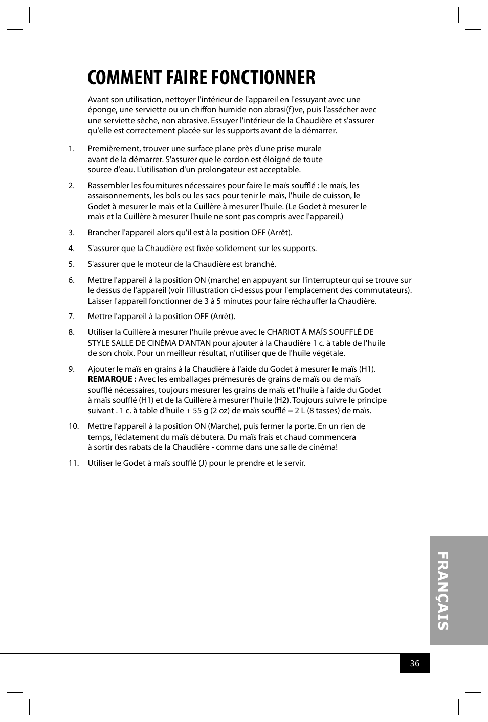 Comment faire fonctionner | Nostalgia Electrics CCP399 User Manual | Page 38 / 42