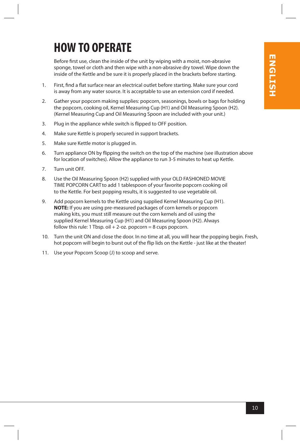 How to operate, En g li s h | Nostalgia Electrics CCP399COKE User Manual | Page 12 / 42