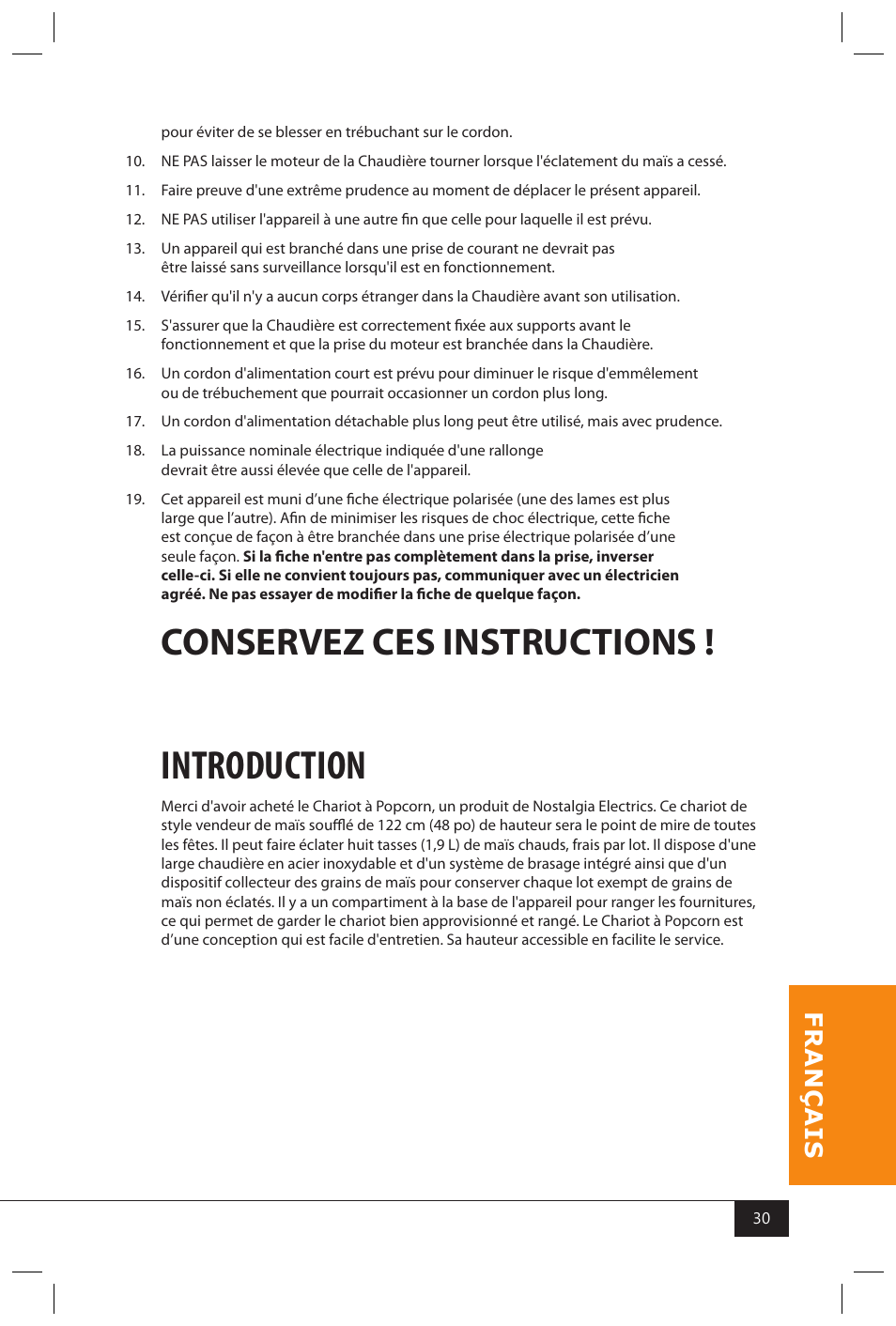 Introduction, Conservez ces instructions | Nostalgia Electrics CCP399COKE User Manual | Page 32 / 42