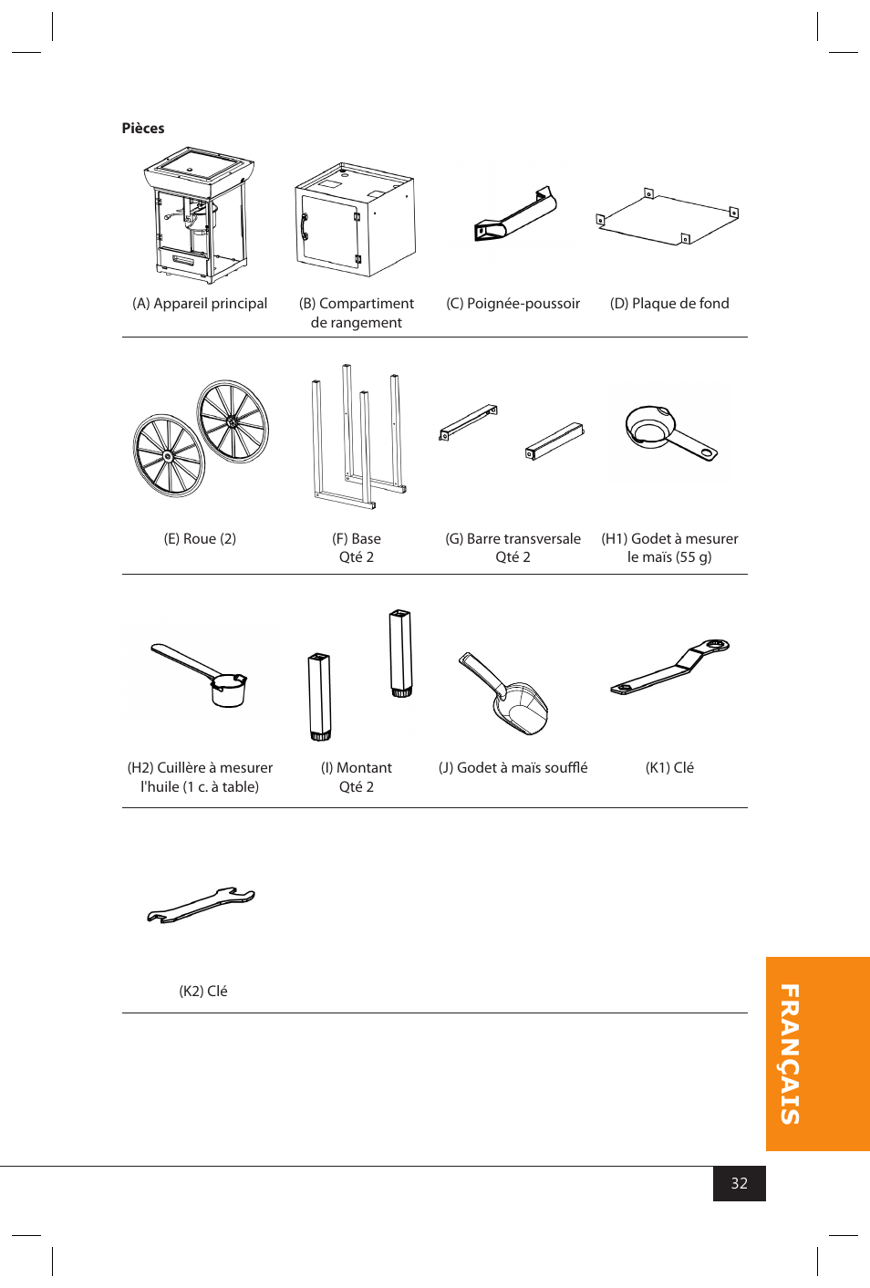 G)wheel (m)popcorn scoop | Nostalgia Electrics CCP399COKE User Manual | Page 34 / 42