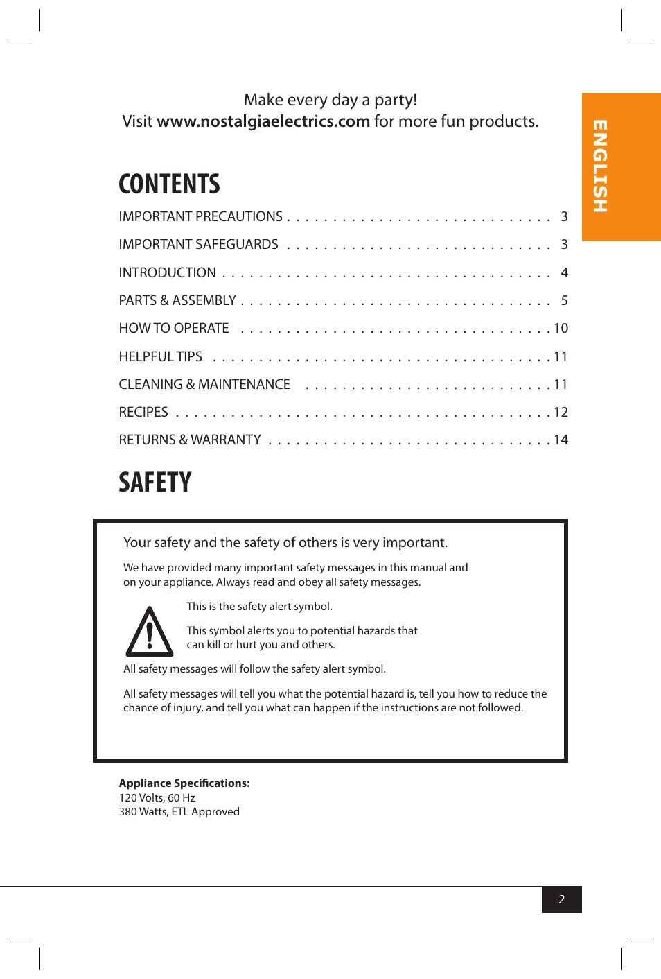 Nostalgia Electrics CCP399COKE User Manual | Page 4 / 42