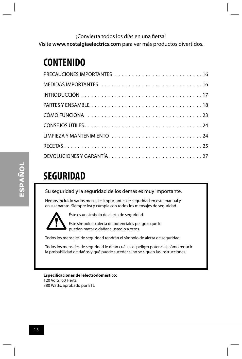 Nostalgia Electrics CCP400 User Manual | Page 17 / 42