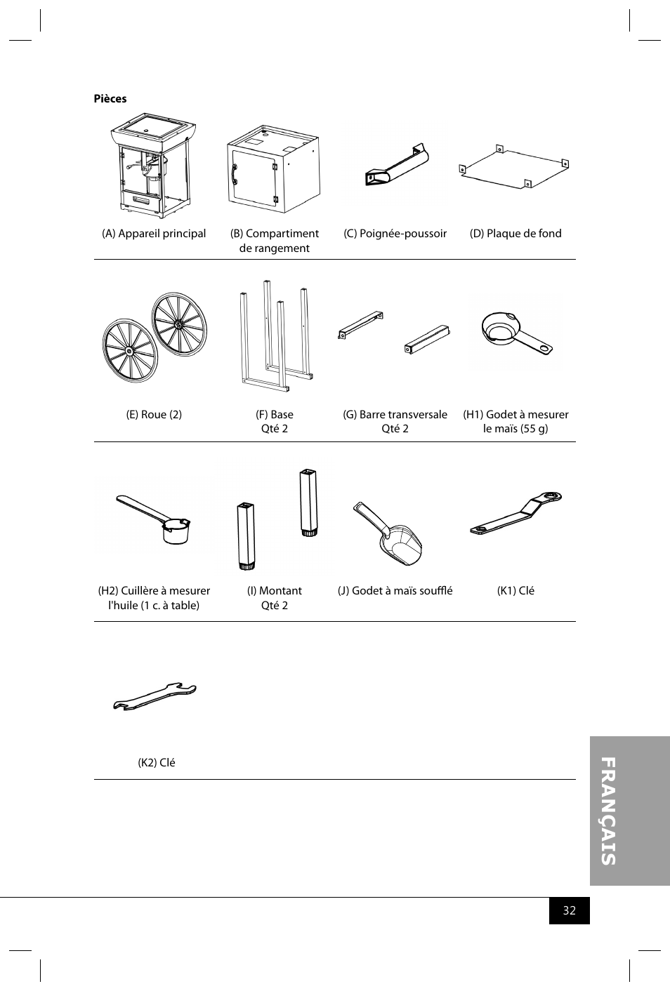 G)wheel (m)popcorn scoop | Nostalgia Electrics CCP400 User Manual | Page 34 / 42