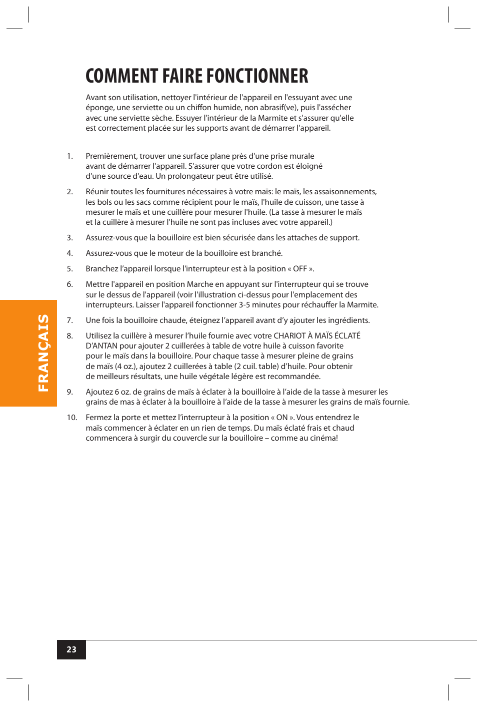 Comment faire fonctionner | Nostalgia Electrics CCP510 User Manual | Page 25 / 44