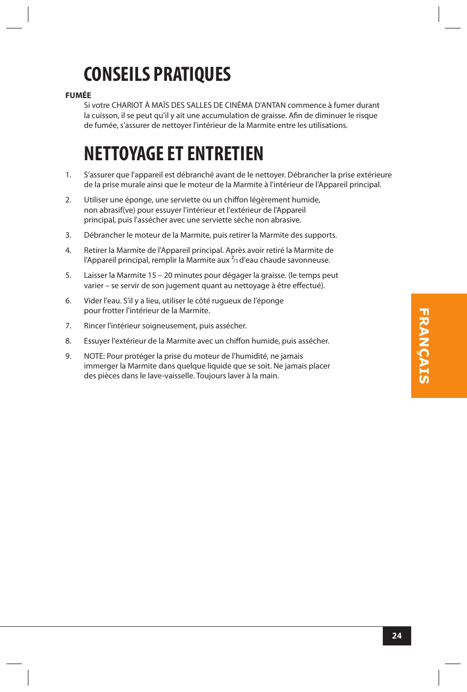 Conseils pratiques, Nettoyage et entretien | Nostalgia Electrics CCP510 User Manual | Page 26 / 44