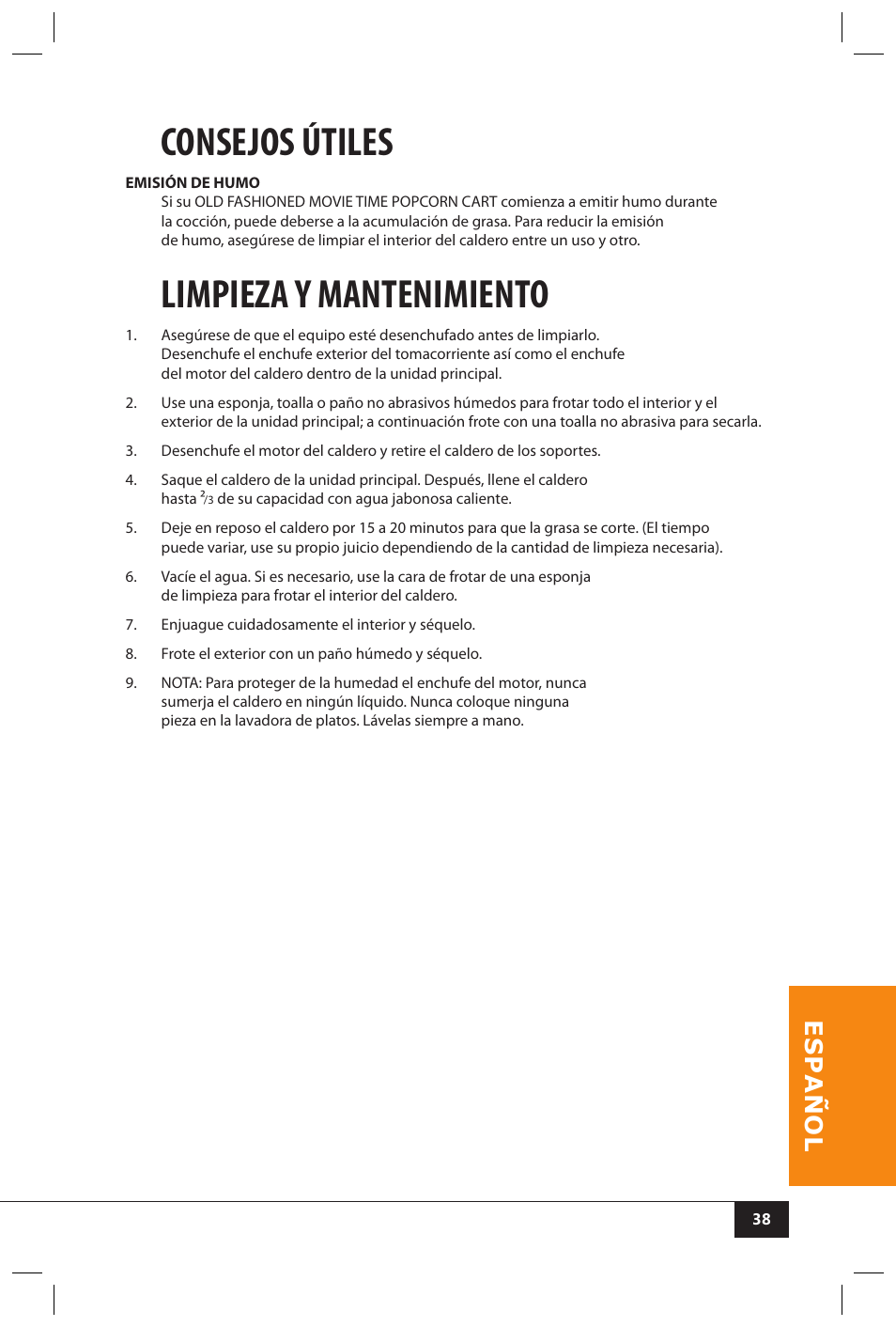 Consejos útiles, Limpieza y mantenimiento | Nostalgia Electrics CCP510 User Manual | Page 40 / 44