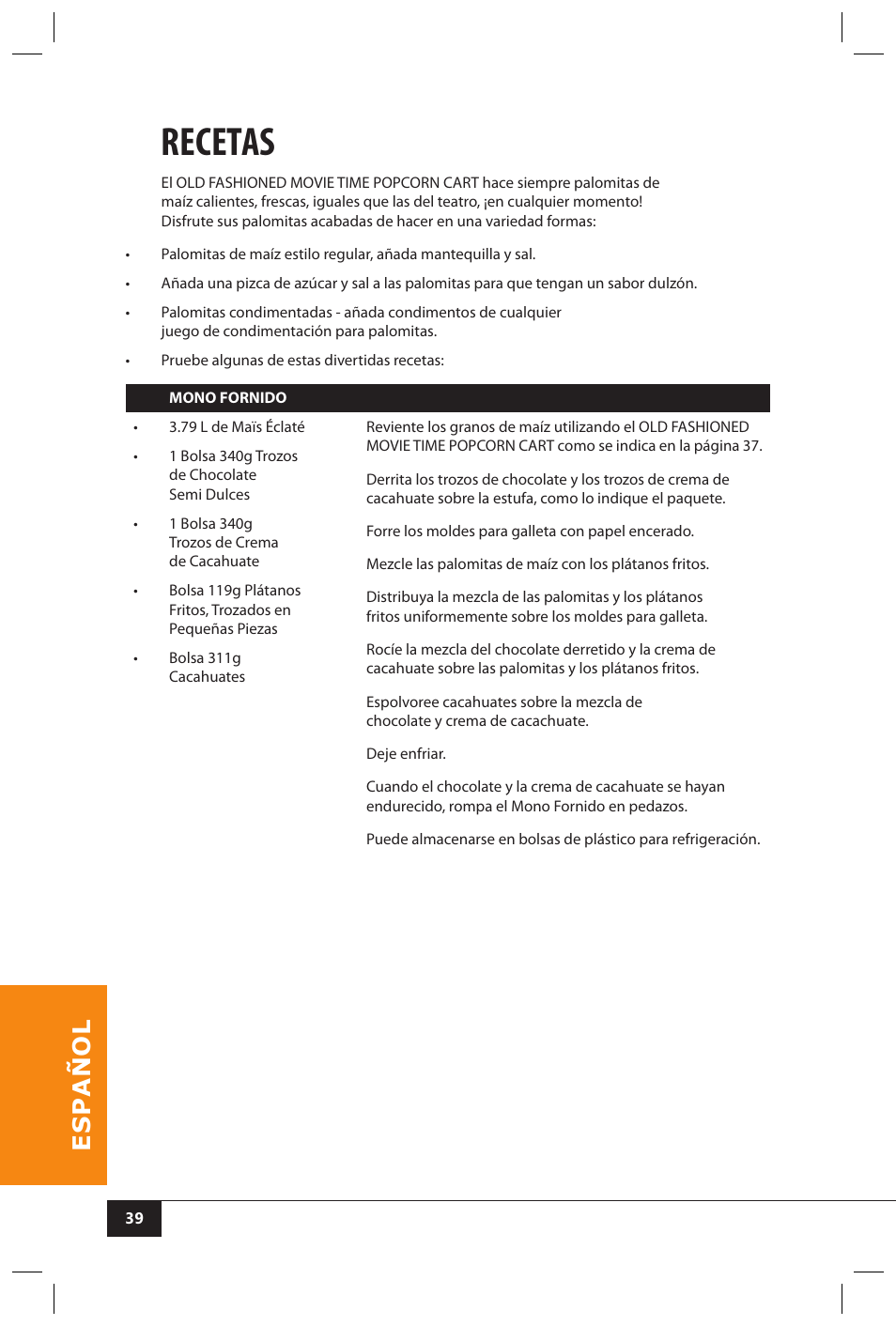 Recetas | Nostalgia Electrics CCP510 User Manual | Page 41 / 44