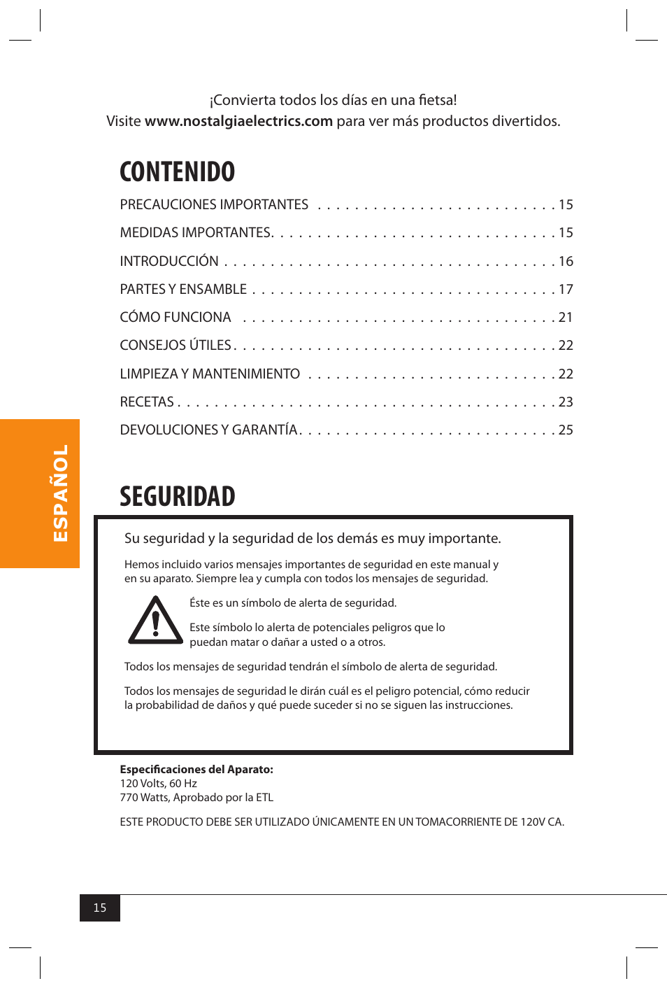 Nostalgia Electrics CCP810 User Manual | Page 17 / 40