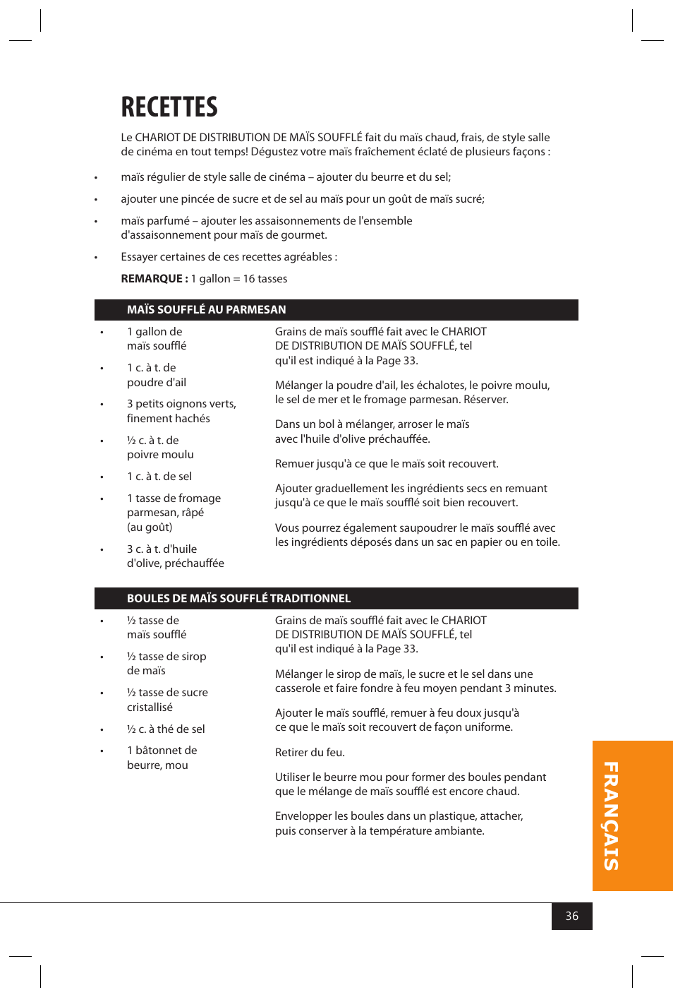 Recettes | Nostalgia Electrics CCP810 User Manual | Page 38 / 40