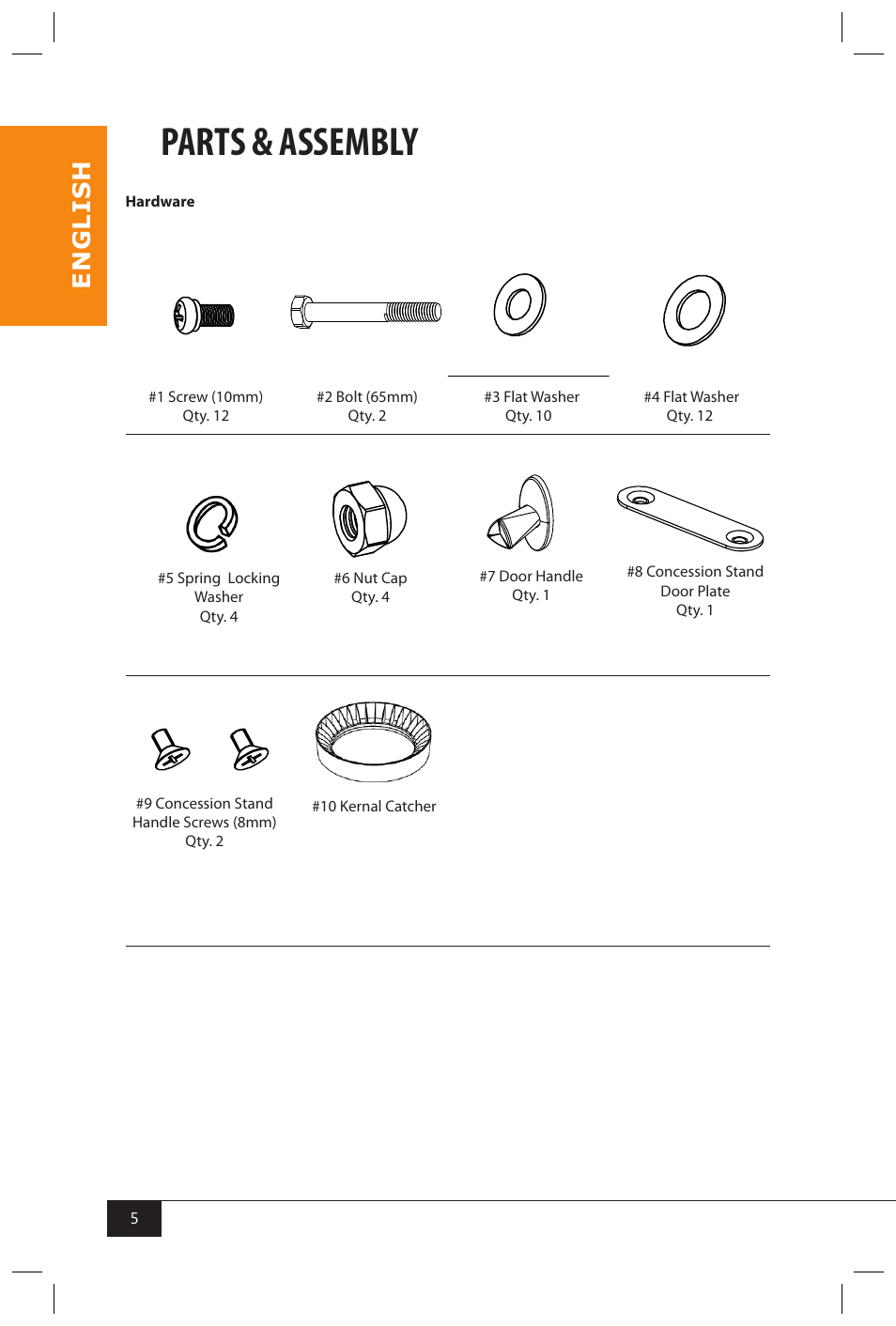 Parts & assembly, En g li s h | Nostalgia Electrics CCP810 User Manual | Page 7 / 40