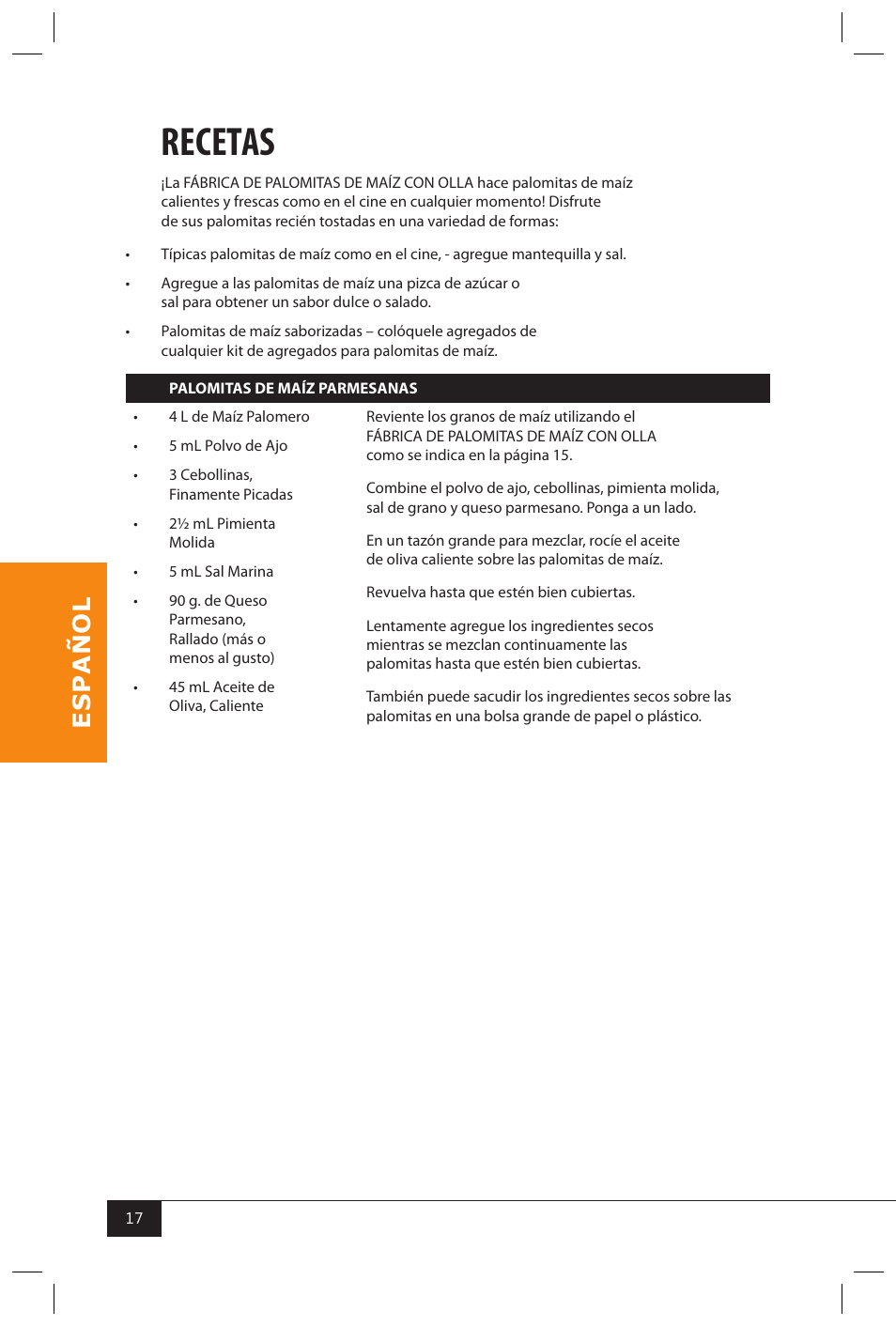 Recetas | Nostalgia Electrics KPM200 User Manual | Page 19 / 32
