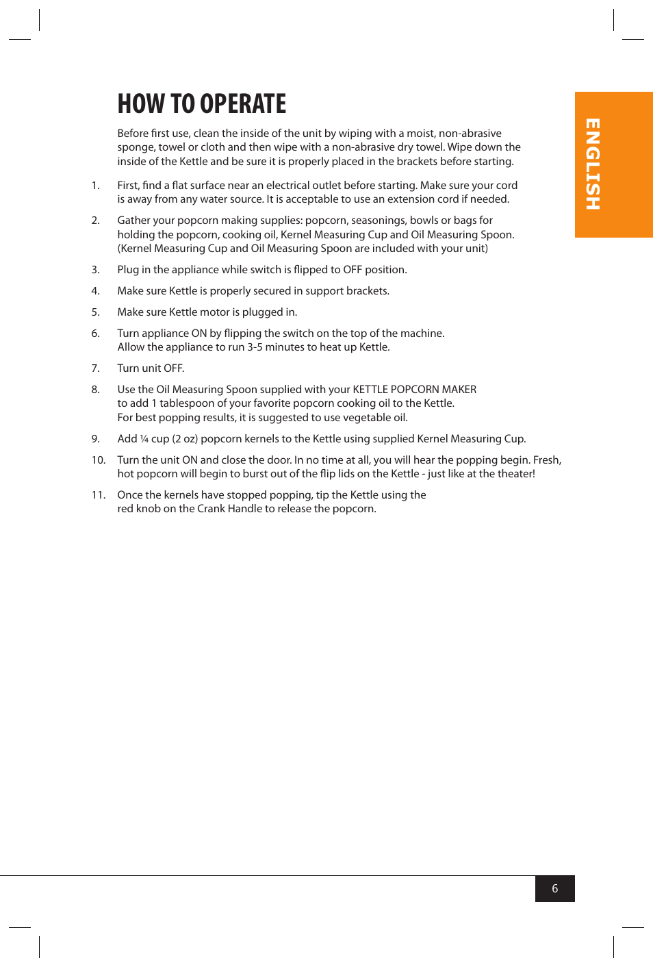 How to operate, En g li s h | Nostalgia Electrics KPM200 User Manual | Page 8 / 32