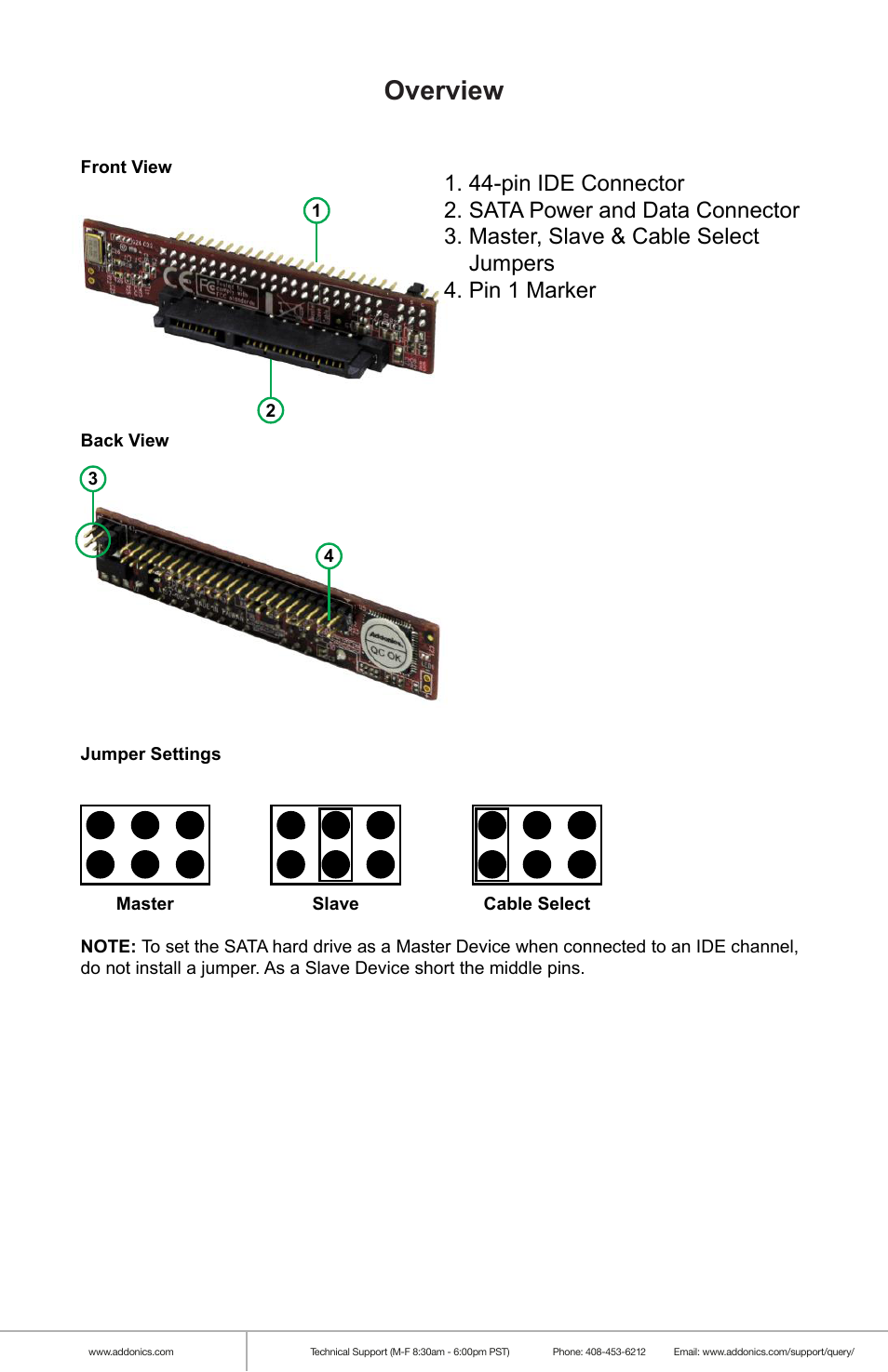 Overview | Addonics Technologies ADSAIDE44 User Manual | Page 2 / 4
