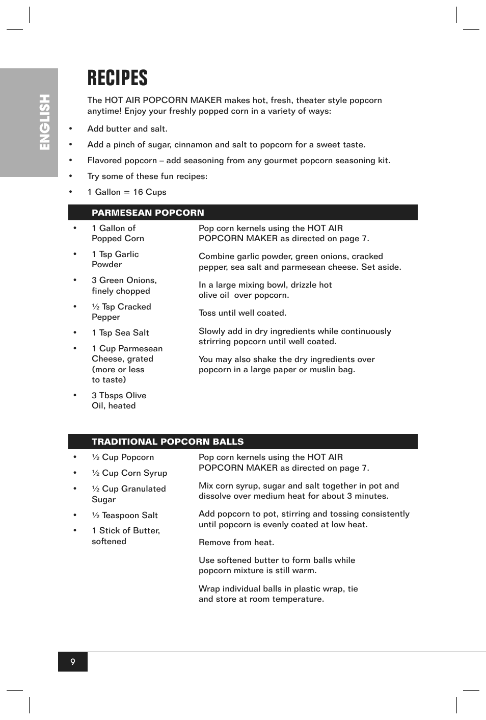 Recipes, English | Nostalgia Electrics HHP100 User Manual | Page 11 / 14