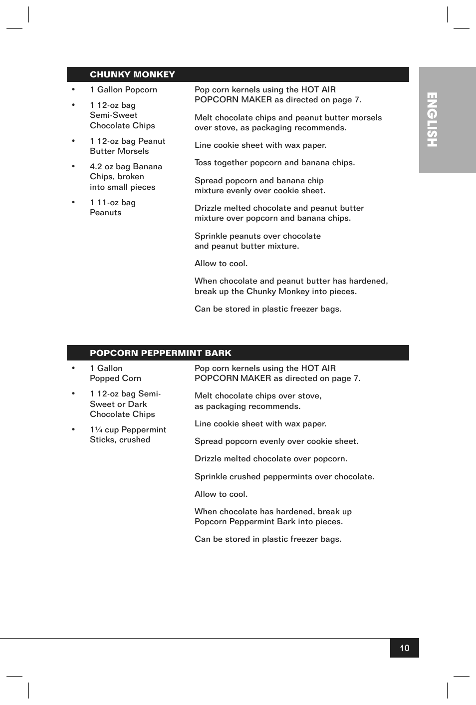 English | Nostalgia Electrics HHP100 User Manual | Page 12 / 14