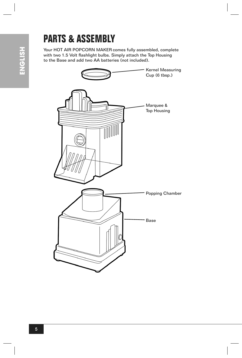 Parts & assembly, English | Nostalgia Electrics HHP100 User Manual | Page 7 / 14