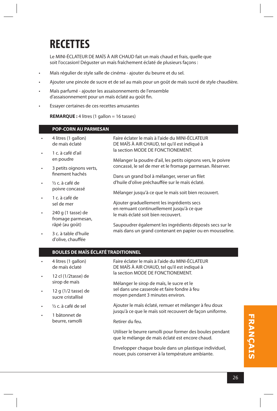 Recettes | Nostalgia Electrics MHP310 KIT User Manual | Page 28 / 30