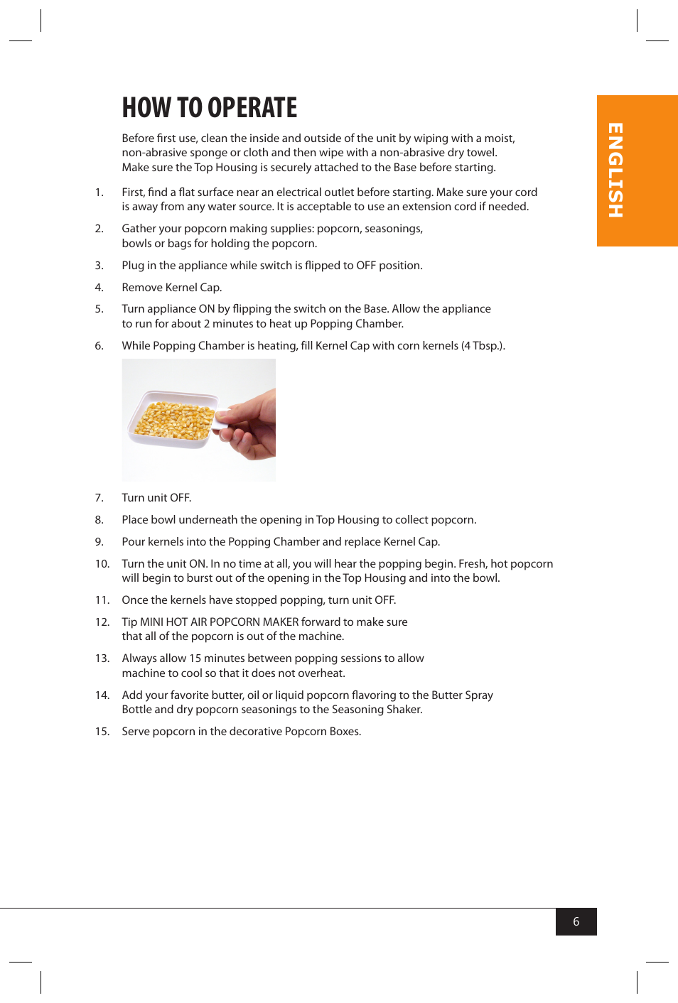How to operate, En g li s h | Nostalgia Electrics MHP310 KIT User Manual | Page 8 / 30