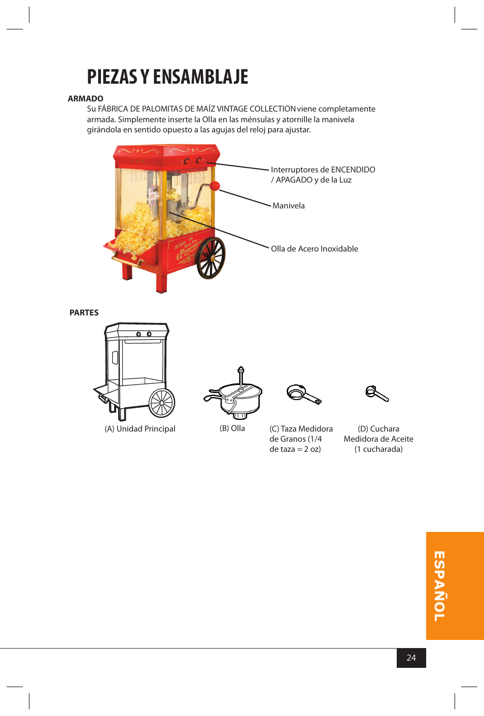 Piezas y ensamblaje | Nostalgia Electrics SERIES KPM508 User Manual | Page 26 / 32