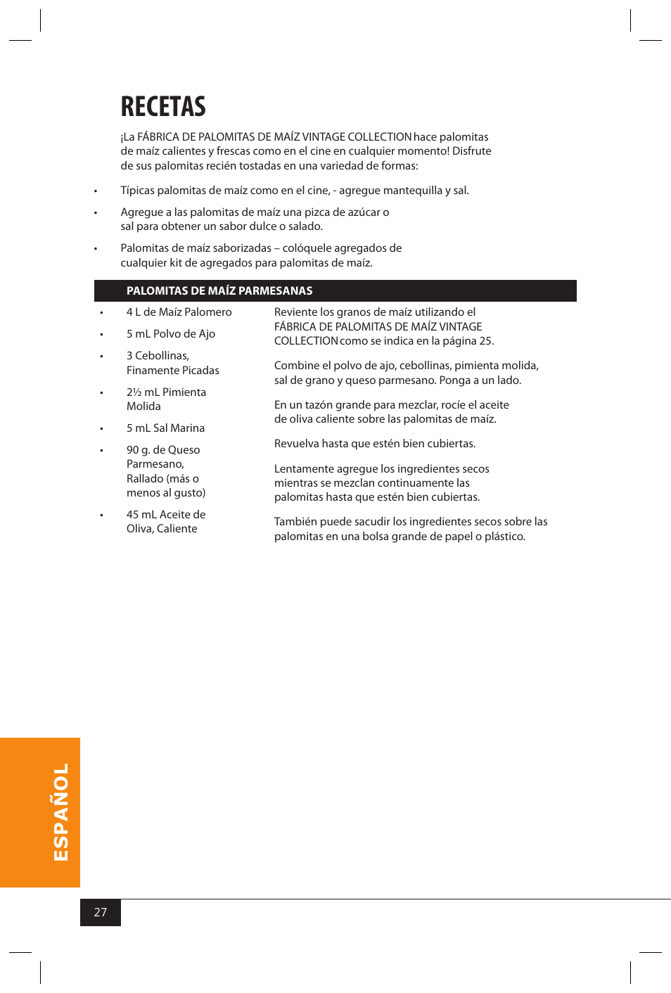 Recetas | Nostalgia Electrics SERIES KPM508 User Manual | Page 29 / 32