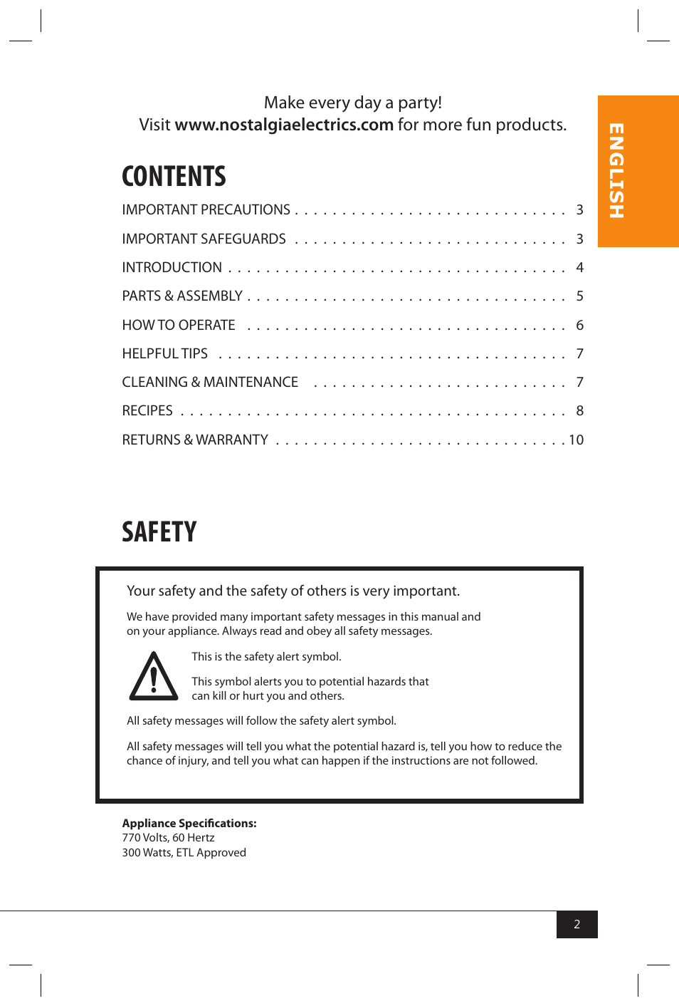 Nostalgia Electrics SERIES KPM508 User Manual | Page 4 / 32