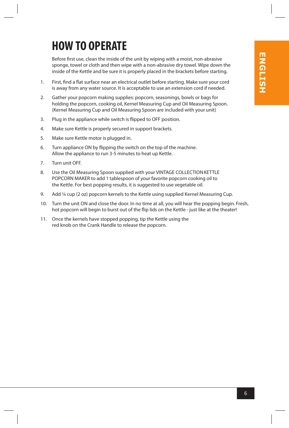 How to operate, En g li s h | Nostalgia Electrics SERIES KPM508 User Manual | Page 8 / 32