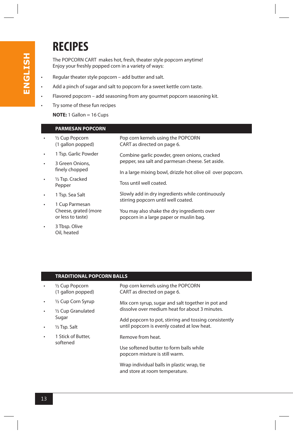 Recipes, En g li s h | Nostalgia Electrics KPM200 CART User Manual | Page 15 / 18