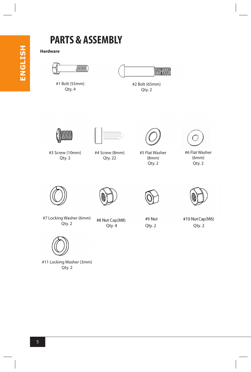 Parts & assembly, En g li s h | Nostalgia Electrics KPM200 CART User Manual | Page 7 / 18