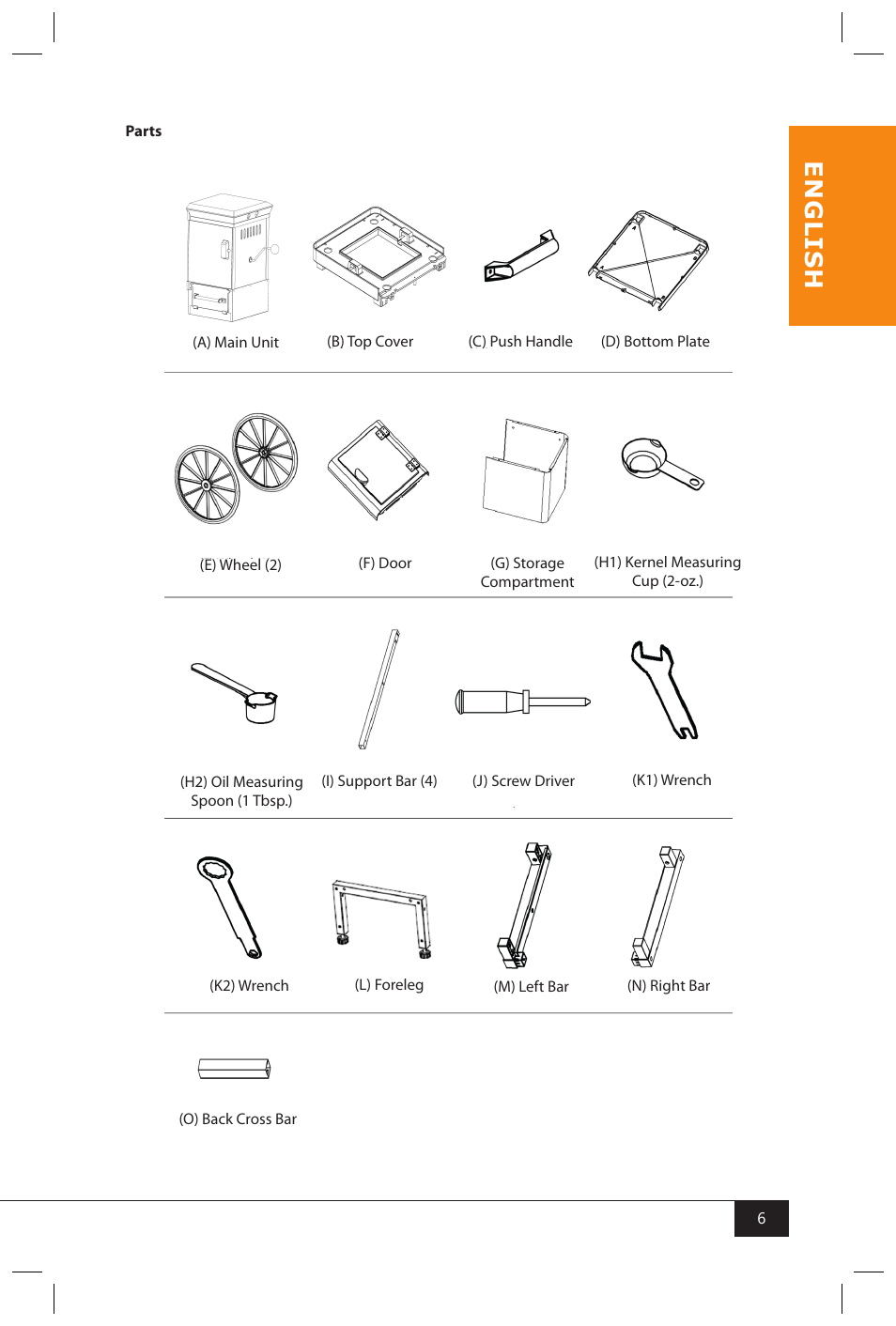 En g li s h | Nostalgia Electrics KPM200 CART User Manual | Page 8 / 18