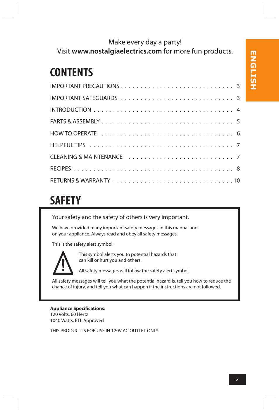 Nostalgia Electrics RHP310 COKEKIT User Manual | Page 4 / 31