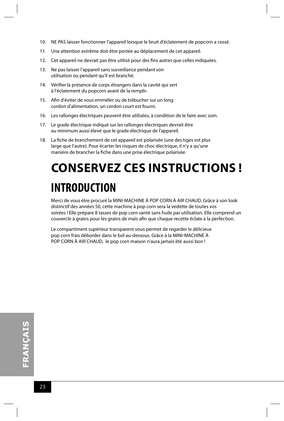 Conservez ces instructions ! introduction | Nostalgia Electrics RHP310 COKE User Manual | Page 25 / 32