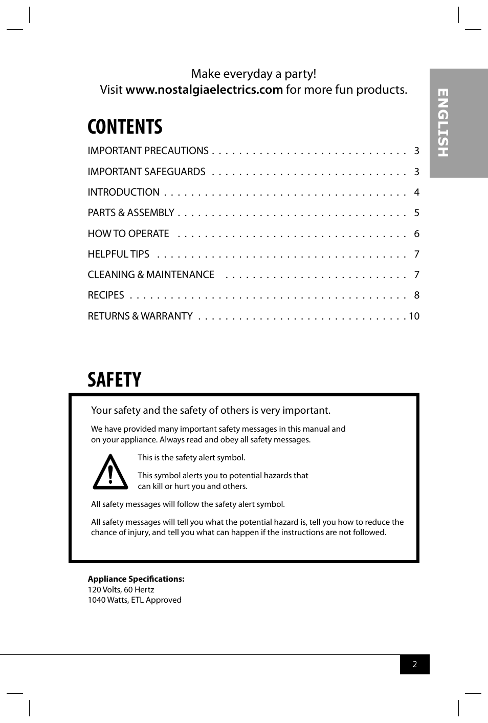 Nostalgia Electrics RHP310 COKE User Manual | Page 4 / 32