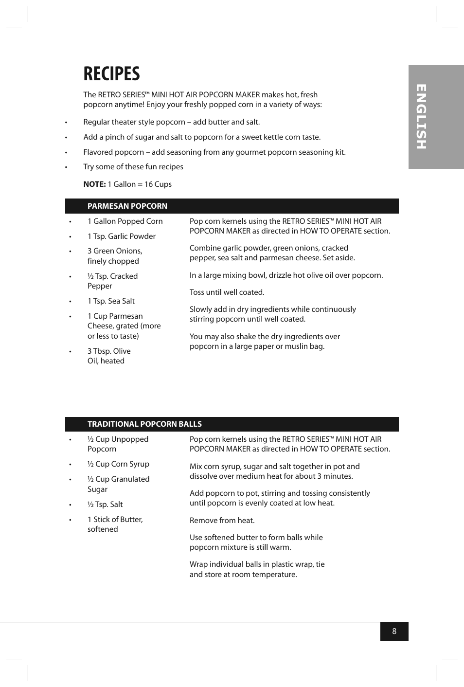 Recipes, En g li s h | Nostalgia Electrics RHP310 User Manual | Page 10 / 32