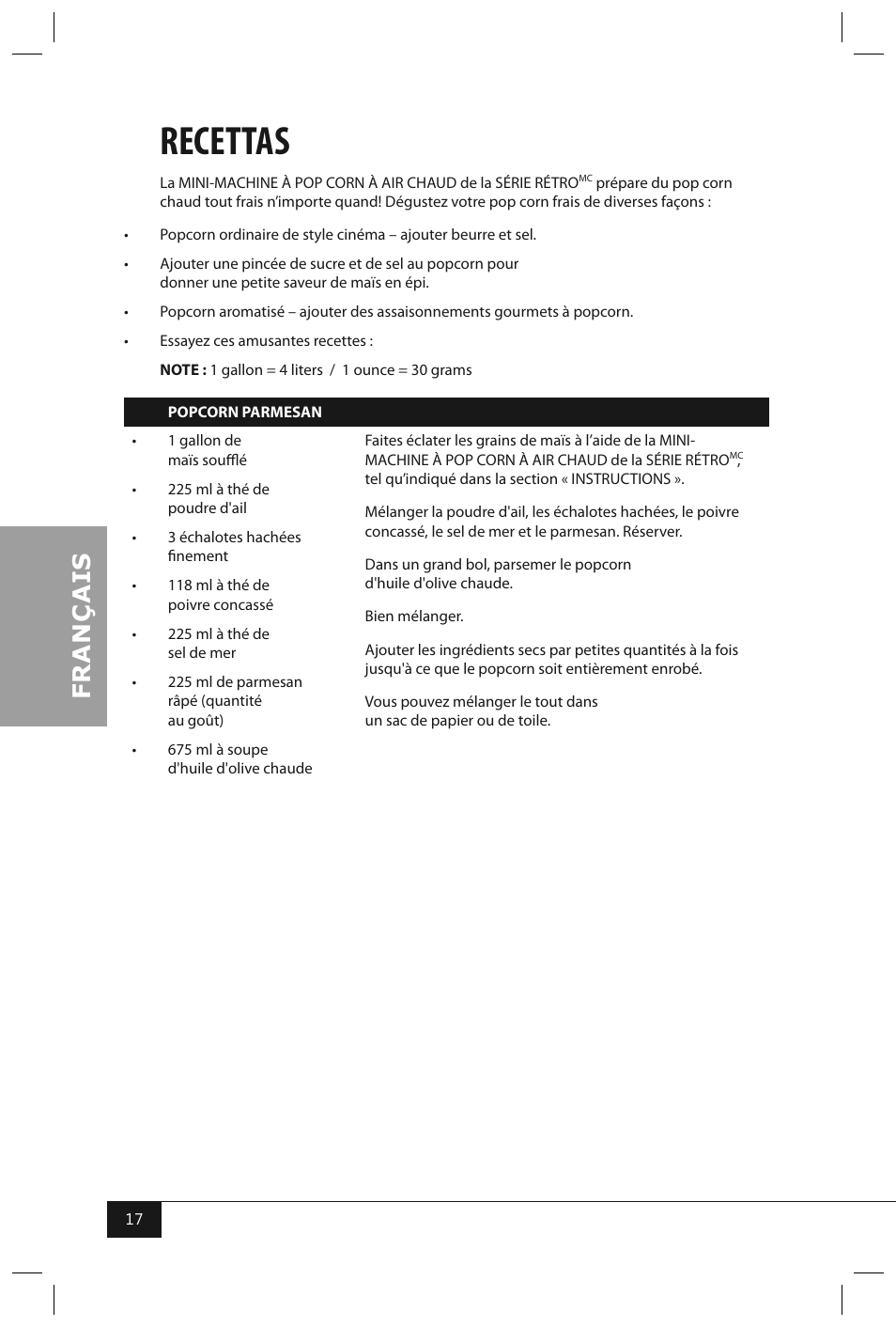 Recettas | Nostalgia Electrics RHP310 User Manual | Page 19 / 32