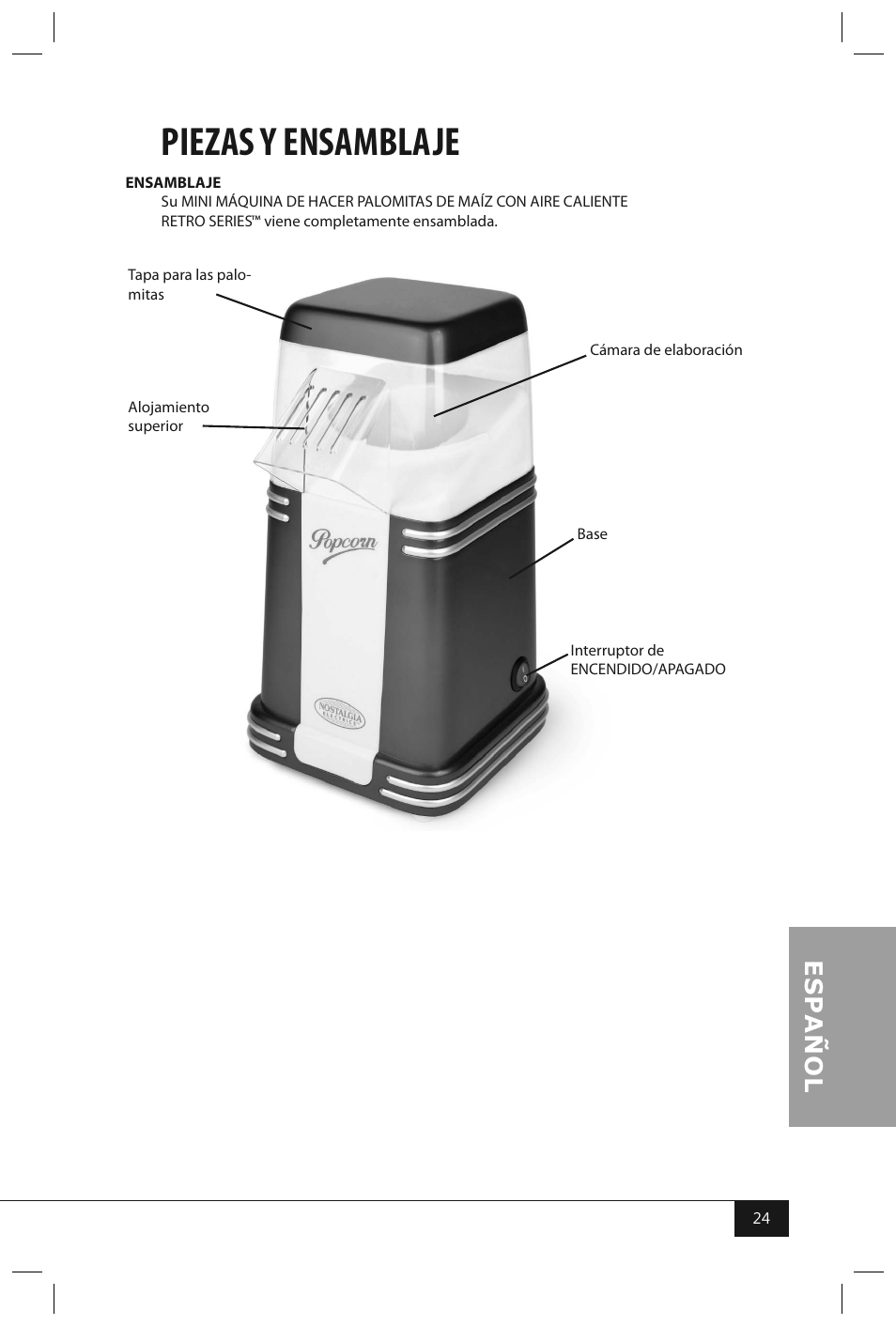 Piezas y ensamblaje | Nostalgia Electrics RHP310 User Manual | Page 26 / 32