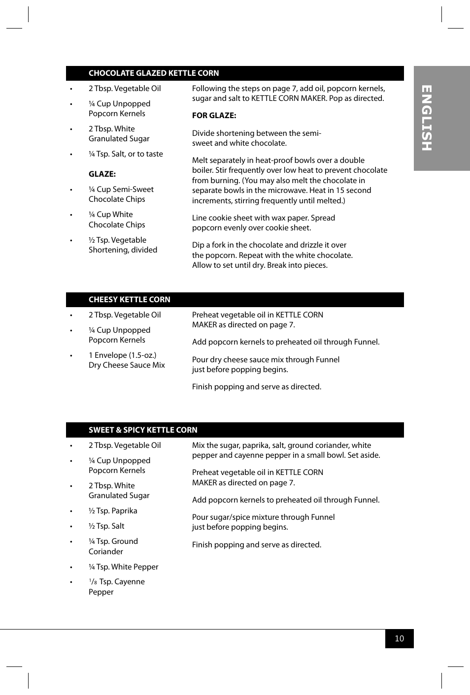 En g li s h | Nostalgia Electrics PKC200 User Manual | Page 12 / 42