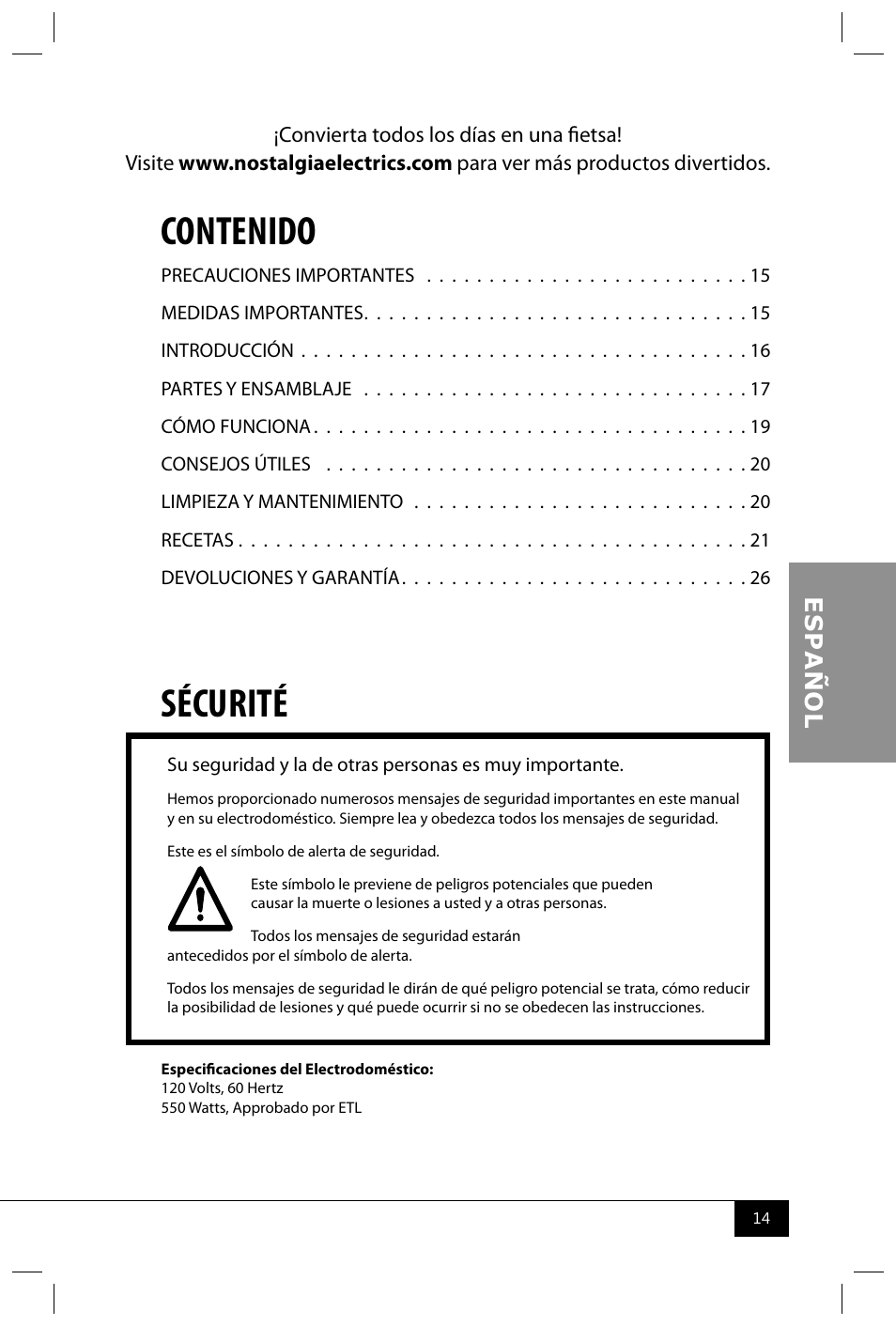 Nostalgia Electrics PKC200 User Manual | Page 16 / 42