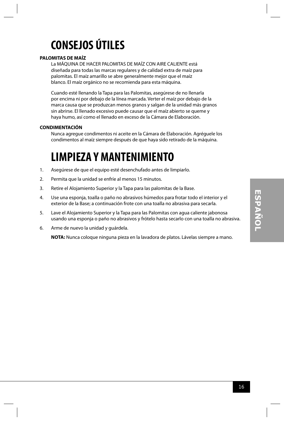 Consejos útiles, Limpieza y mantenimiento | Nostalgia Electrics OFP501 COKE User Manual | Page 18 / 32