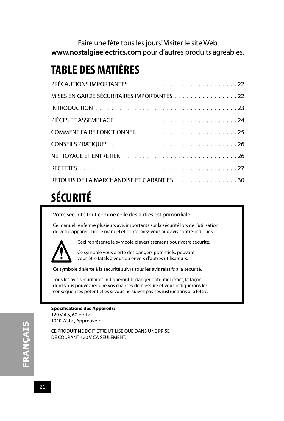 Nostalgia Electrics OFP501 COKE User Manual | Page 23 / 32