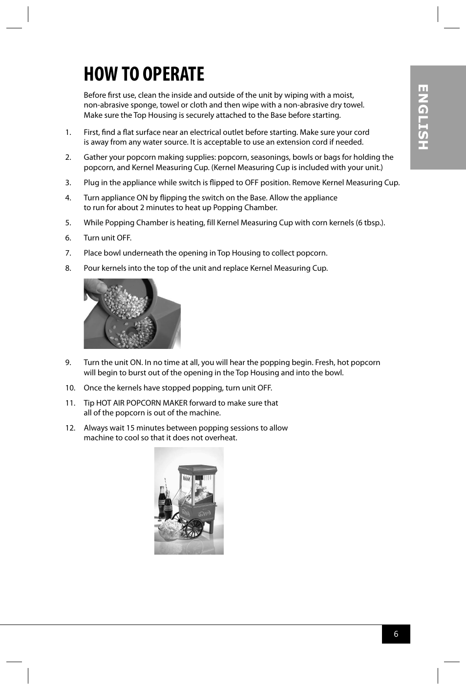 How to operate, En g li s h | Nostalgia Electrics OFP501 COKE User Manual | Page 8 / 32