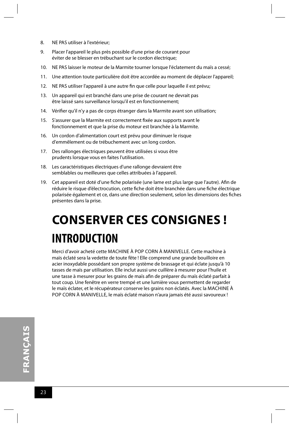 Conserver ces consignes ! introduction | Nostalgia Electrics RKP630 COKE User Manual | Page 25 / 32