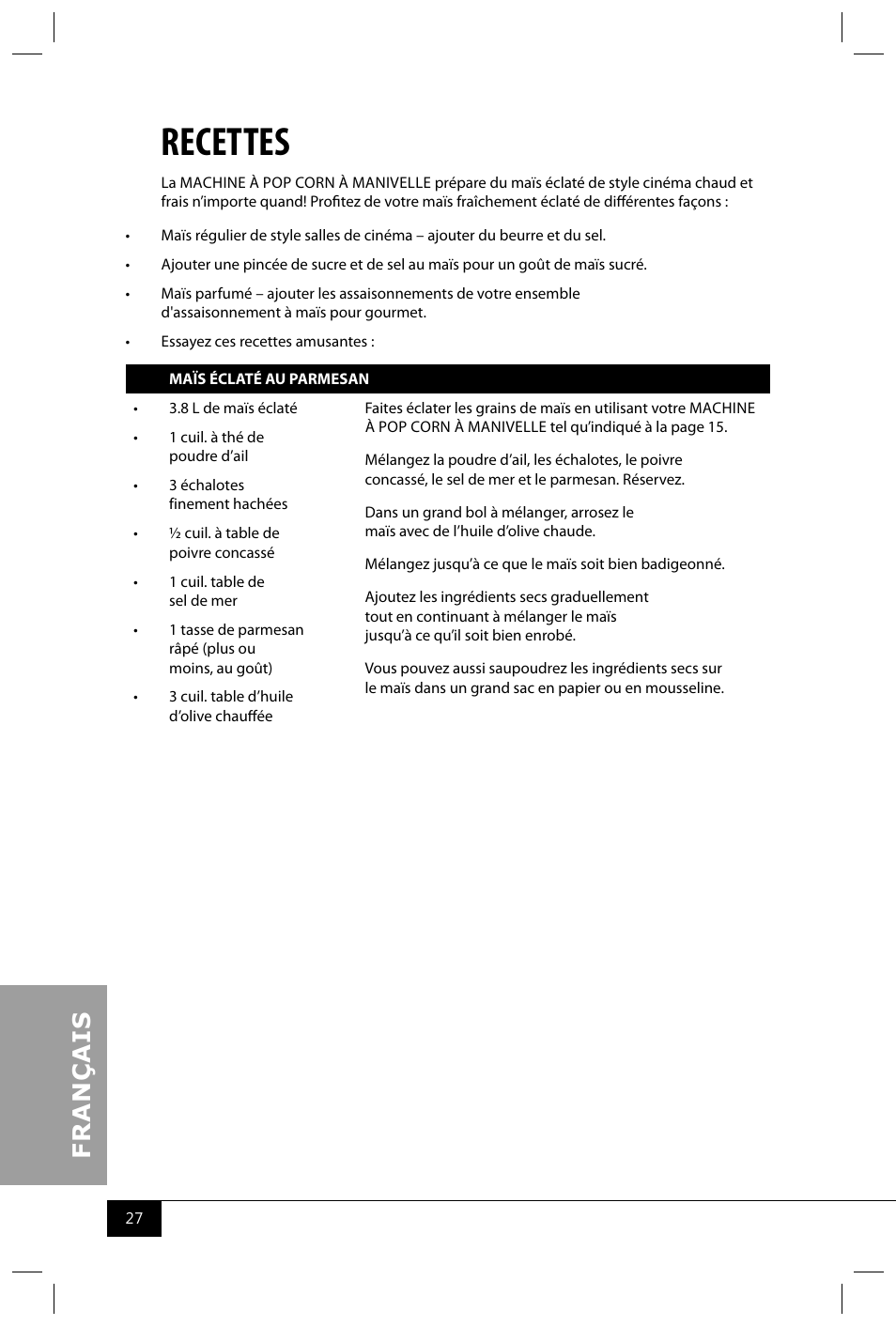 Recettes | Nostalgia Electrics RKP630 COKE User Manual | Page 29 / 32