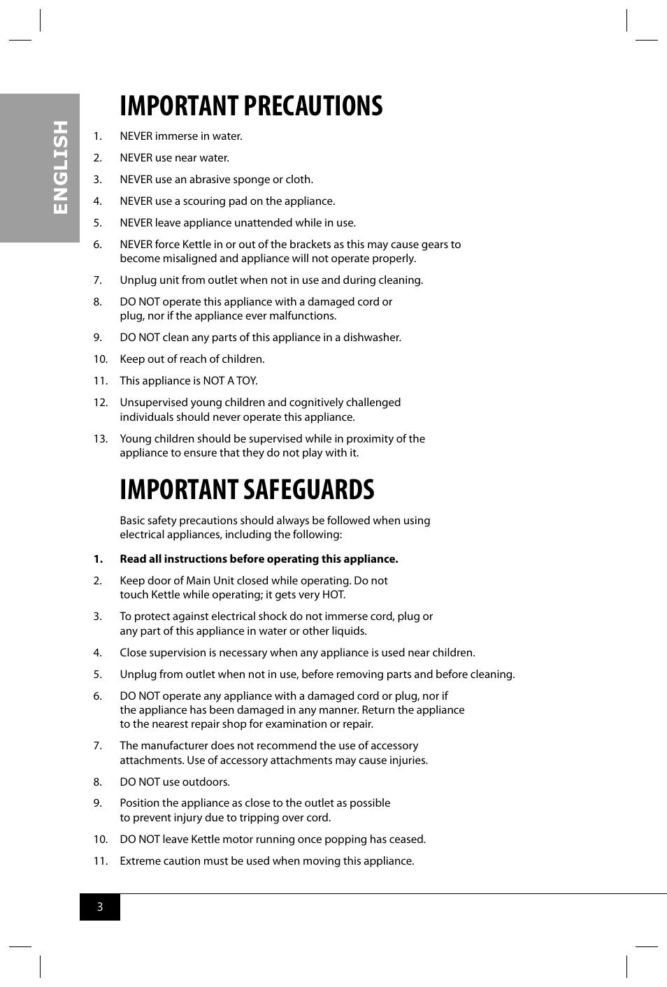 Important precautions, Important safeguards, En g li s h | Nostalgia Electrics RKP630 COKE User Manual | Page 5 / 32