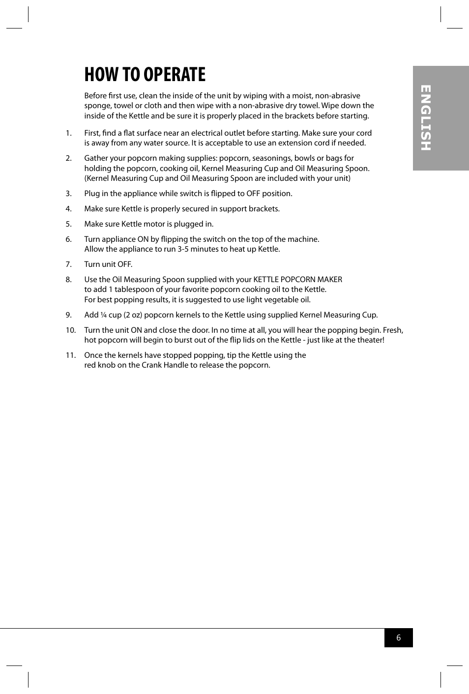 How to operate, En g li s h | Nostalgia Electrics RKP630 COKE User Manual | Page 8 / 32